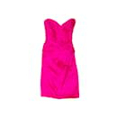 Vintage Hot Pink Vicky Tiel Trägerloses Seidenkleid Größe US 8 - Autre Marque
