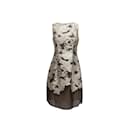 Silver & Black Lela Rose Jacquard Sleeveless Dress Size US 6