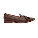 Brown Mansur Gavriel Leather Tassel Loafers Size 37