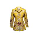 Yellow & Multicolor Oscar de la Renta 2003 Embroidered Jacket Size US 4