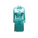 Turquoise Valentino Double-Breasted Silk Dress Size US 4