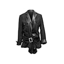 Schwarze Christian Dior-Jacke mit Lederbesatz, Größe US S/M