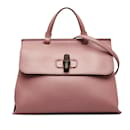 Bolso satchel diario mediano de bambú Gucci rosa