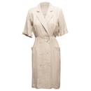 Vintage Beige Yves Saint Laurent Variation 1990s Linen Dress Size EU 36 - Autre Marque