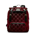 Red Gucci GG Velvet Double Buckle Backpack