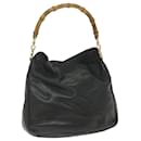 GUCCI Bamboo Shoulder Bag Leather Black Auth bs9822 - Gucci