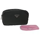 Prada pouch nylon 2Set Black Pink Auth ac2474