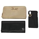 PRADA Gucci iPhone Case Wallet Leather 3Set Black Beige Auth ac2309 - Prada