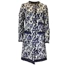 Louis Vuitton Navy Blue / White Fringed Detail Logo Cotton Coat - Autre Marque