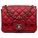 Chanel Red Mini Classic Lambskin Square Flap