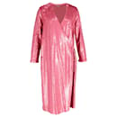 Ganni Sonora Sequin Wrap Dress in Pink Polyester