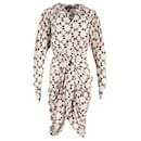 Isabel Marant Blandine Draped Geometric-Print Dress in Ivory Silk