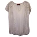 Carolina Herrera Lace-Trimmed V-neck blouse in White Cotton