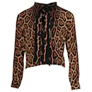 Blusa Saint Laurent con lazo en el cuello de seda con estampado animal