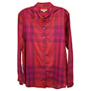 Burberry Checked Button-Up Shirt in Pink Cotton