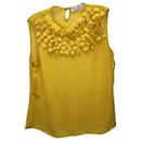 Carolina Herrera Embellished Sleeveless Top in Yellow Silk