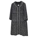 Chanel 13A Black Grey Chain Trim Tweed Coat Jacket Dress Top