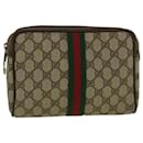 GUCCI GG Canvas Web Sherry Line Clutch Bag PVC Leather Beige Green Auth th4309 - Gucci