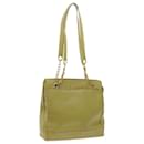 CHANEL Chain Shoulder Bag Caviar Skin Green CC Auth bs8909 - Chanel
