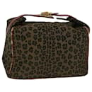 FENDI Leopard Hand Bag Nylon Brown Red Auth th4301 - Fendi