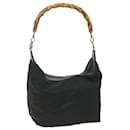 GUCCI Bamboo Shoulder Bag Nylon Black Auth bs9975 - Gucci