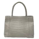 Nancy Gonzalez Light Grey Genuine Crocodile Skin Leather lined Top Handle Bag - Autre Marque