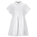 Tommy Hilfiger Robe chemise en popeline de coton à manches courtes pour femme en coton blanc