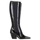 Prada Square-Toe Tall Chelsea Boots in Black Leather