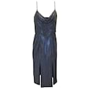 Haney Navy Blue / Silver Bead and Sequin Embellished Dress - Autre Marque
