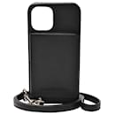 Iphone 11 Pro Max Bag Mini em couro granulado preto - Balenciaga