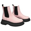 Creepers Ankle Boots in Pink Leather - Ganni