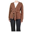 Brown belted cable knit cardigan - size M - Autre Marque