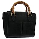 GUCCI Bamboo Hand Bag Suede Leather Black 007 1793 0238 Auth ep2337 - Gucci