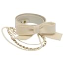 CHANEL Pearl Belt Wool 80/32 37.4"" White CC Auth bs9177 - Chanel