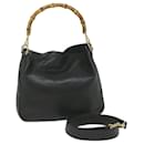 GUCCI Bamboo Shoulder Bag Leather 2way Black 001 1638 Auth bs9938 - Gucci