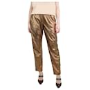 Brown metallic leather straight-leg pants - size UK 14 - Isabel Marant