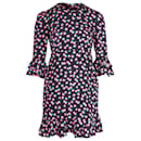 Diane Von Furstenberg à imprimé floral 3/4 Mini-robe à manches en viscose noire