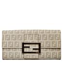 Fendi Zucchino Canvas Flap Wallet Canvas Long Wallet in Good condition
