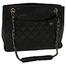CHANEL Chain Shoulder Bag Lamb Skin Black CC Auth bs9676 - Chanel