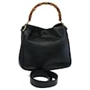 GUCCI Bamboo Shoulder Bag Leather 2way Black 001 2123 1633 Auth bs9068 - Gucci