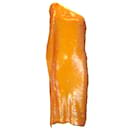Vestido midi Atlien laranja paillette com lantejoulas e um ombro - Autre Marque
