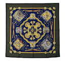 Blue Hermes Les Tambours Silk Scarf Scarves - Hermès