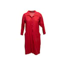 Vintage rojo Issey Miyake vestido de túnica hasta la rodilla tamaño US S/M