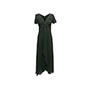 Vintage Dark Green Valentino Silk Gown Size US 10