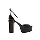 Black Valentino Patent Tan-Go 155 Platform Sandals Size 40