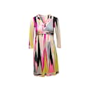 Vintage Pink & Multicolor Emilio Pucci 1970s Geometric Print Dress Size US 6
