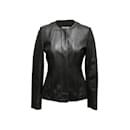Black Agnona Leather Jacket Size IT 42