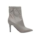 Grey Gianvito Rossi Alina Pointed-Toe Ankle Boots Size 39