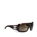 Brown Chanel Mother of Pearl CC Sunglasses