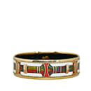 Gold Hermes Wide Enamel Bangle Costume Bracelet - Hermès